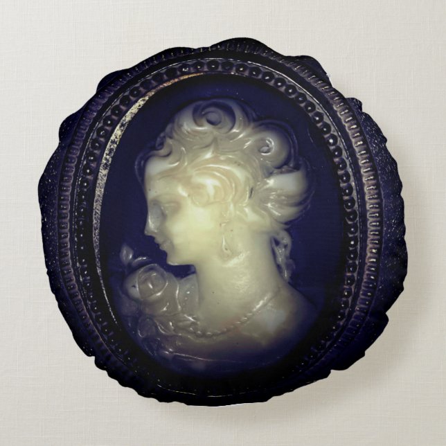 Gothic Elegant Creepy Vintagen Cameo Pic Rundes Kissen (Rückseite)