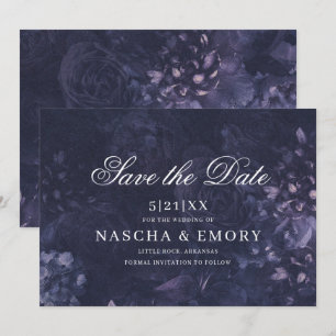 Gothic Elegant Dark Lila Floral Boho Wedding Save The Date