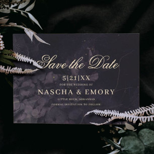 Gothic Elegant Dark Lila Floral Boho Wedding Save The Date