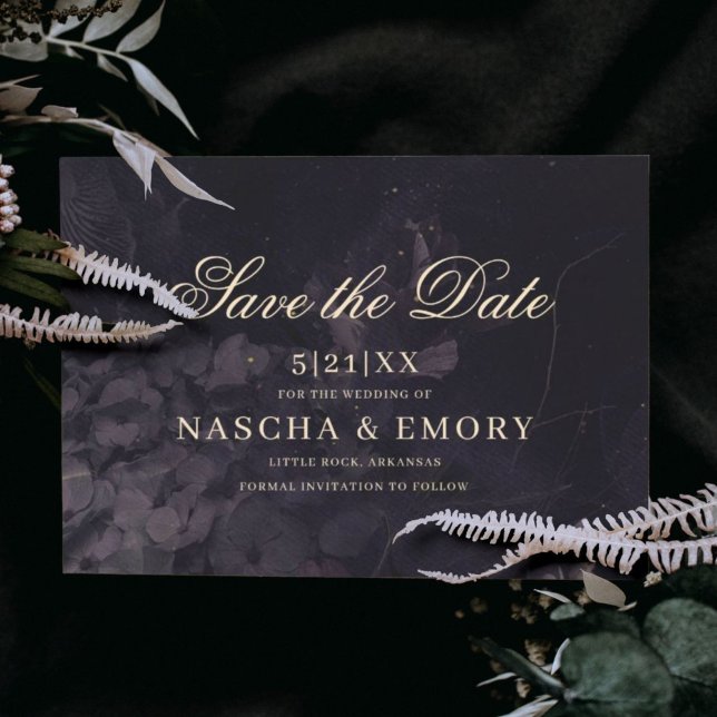 Gothic Elegant Dark Lila Floral Boho Wedding Save The Date (Von Creator hochgeladen)