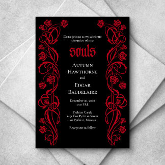 Gothic Elegante Rosen Hochzeit Einladung