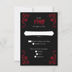 Gothic Elegante Rosen Hochzeit RSVP Karte