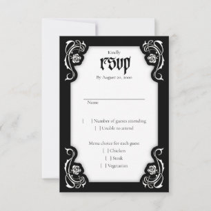 Gothic Elegante Rosen Hochzeit RSVP Karte