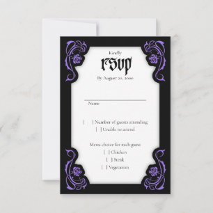 Gothic Elegante Rosen Hochzeit RSVP Karte