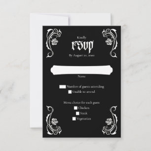 Gothic Elegante Rosen Hochzeit RSVP Karte