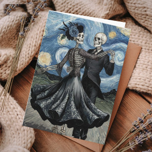 Gothic Elegante Skelette tanzen im Mondlicht Van G Karte