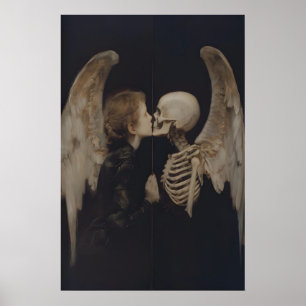 Gothic Engel Spiegelreflexion Skelett Kunst Poster