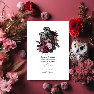 Gothic Eule und florale Halloween-Paar-Spritzparty Einladung