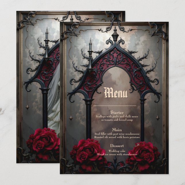 Gothic Ewige Liebe  Menükarte (Vorne/Hinten)