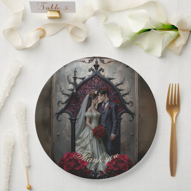 Gothic Ewige Liebe Pappteller (Hochzeit)