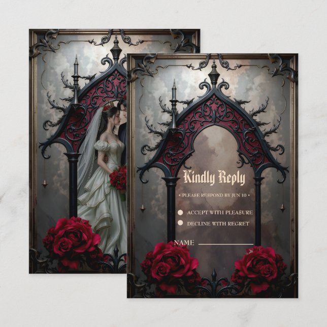 Gothic Ewige Liebe RSVP Karte (Vorne/Hinten)