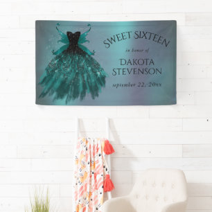 Gothic Fairy Aquamarin Gown Deep Midnight Green Banner