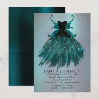 Gothic Fairy Aquamarin Gown | Deep Midnight Green  Einladung