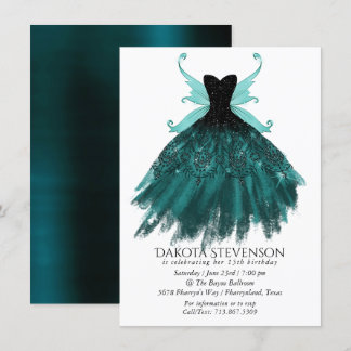 Gothic Fairy Aquamarin Gown | Deep Midnight Green  Einladung