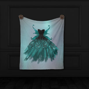 Gothic Fairy Aquamarin Gown Deep Midnight Green Fleecedecke