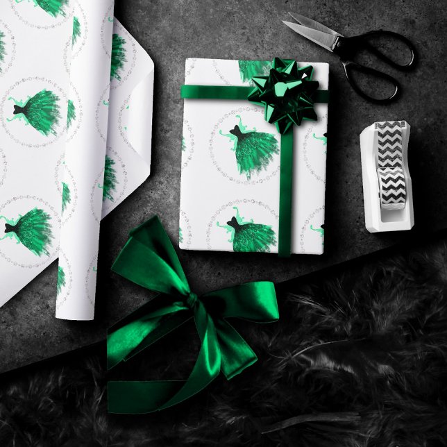 Gothic Fairy Aquamarin Gown | Deep Midnight Green  Geschenkpapier (Von Creator hochgeladen)