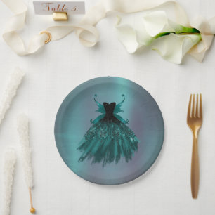 Gothic Fairy Aquamarin Gown   Deep Midnight Green  Pappteller