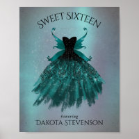 Gothic Fairy Aquamarin Gown | Deep Midnight Green 