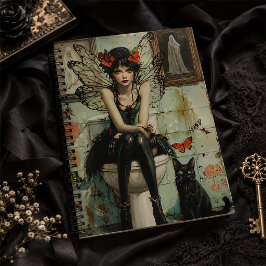 Gothic Fairy & Black Cat Quirky Halloween Art Notizbuch