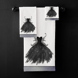 Gothic Fairy Black Gown | Vampy Goth Glam Sheen Badhandtuch Set
