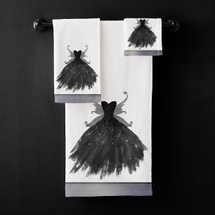 Gothic Fairy Black Gown   Vampy Goth Glam Sheen Badhandtuch Set