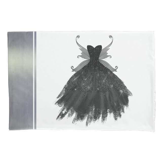 Gothic Fairy Black Gown | Vampy Goth Glam Sheen Kissenbezug (Vorderseite)