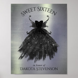 Gothic Fairy Black Gown Vampy Goth Glam Sheen Poster