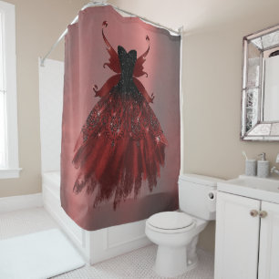 Gothic Fairy Crimson Gown Deep Radiant Red Sheen Duschvorhang