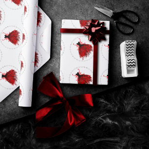 Gothic Fairy Crimson Gown   Deep Radiant Red Sheen Geschenkpapier