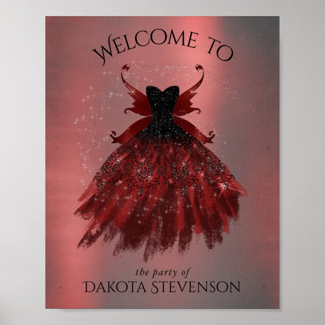 Gothic Fairy Crimson Gown | Deep Radiant Red Sheen Poster (Vorne)