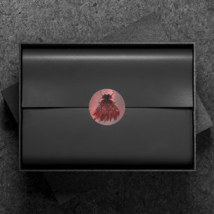 Gothic Fairy Crimson Gown Deep Radiant Red Sheen Runder Aufkleber