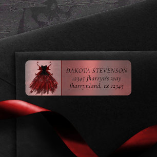 Gothic Fairy Crimson Gown Deep Red Sheen Address