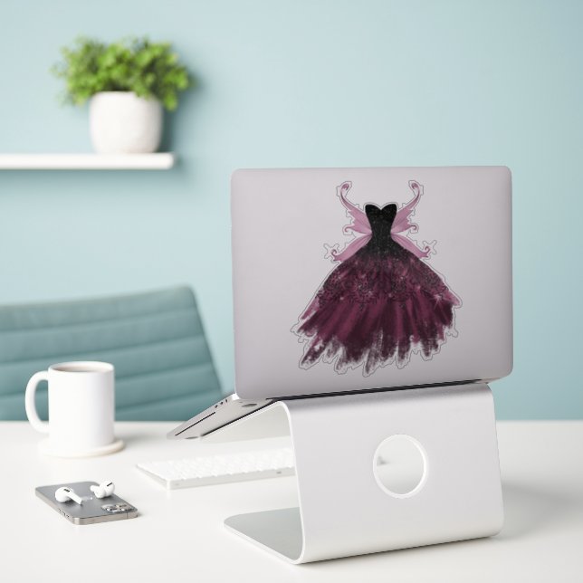 Gothic Fairy Fuchsia Gown | Punk Rock Pink Magenta Aufkleber (Laptop auf Schreibtisch)
