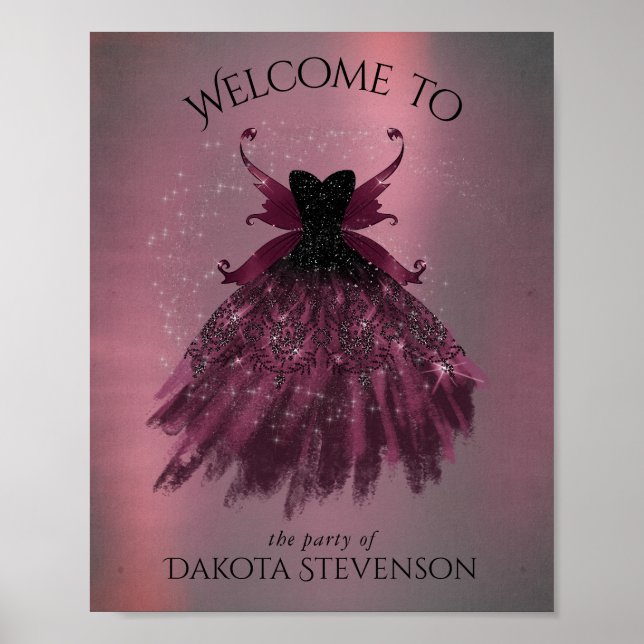Gothic Fairy Fuchsia Gown | Punk Rock Pink Magenta Poster (Vorne)
