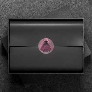 Gothic Fairy Fuchsia Gown   Punk Rock Pink Magenta Runder Aufkleber