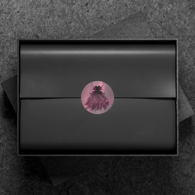 Gothic Fairy Fuchsia Gown | Punk Rock Pink Magenta Runder Aufkleber (Von Creator hochgeladen)