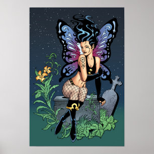 Gothic Fairy Grave sitzend mit Tränen von Al Rio Poster