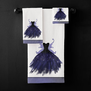 Gothic Fairy Indigo Gown Deep Royal Lila Sheen Badhandtuch Set