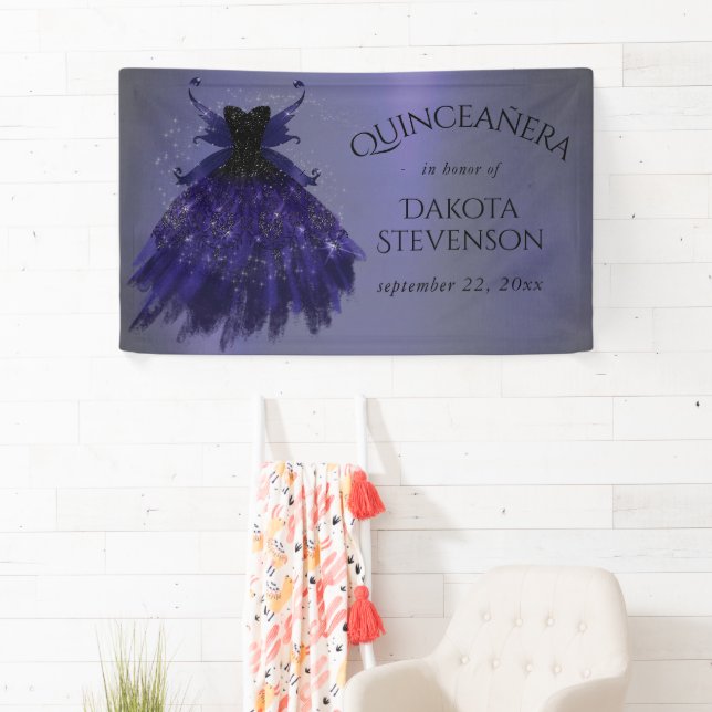 Gothic Fairy Indigo Gown | Deep Royal Lila Sheen Banner (Insitu)