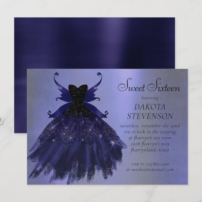 Gothic Fairy Indigo Gown | Deep Royal Lila Sheen Einladung (Vorne/Hinten)