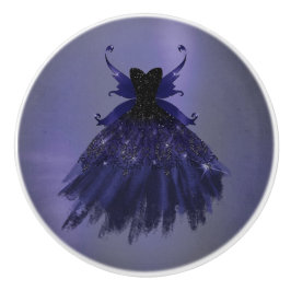 Gothic Fairy Indigo Gown | Deep Royal Lila Sheen Keramikknauf
