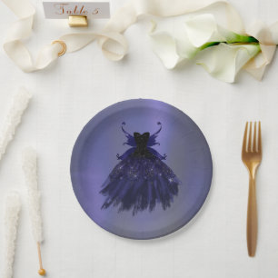 Gothic Fairy Indigo Gown Deep Royal Lila Sheen Pappteller