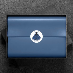 Gothic Fairy Navy Gown   Deep Blue Sheen Vielen Da Runder Aufkleber