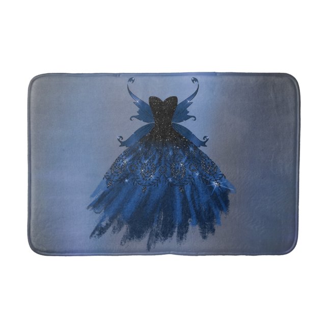 Gothic Fairy Navy Gown | Deep Cobalt Blue Sheen Badematte (Vorderseite)