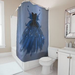 Gothic Fairy Navy Gown Deep Cobalt Blue Sheen Duschvorhang