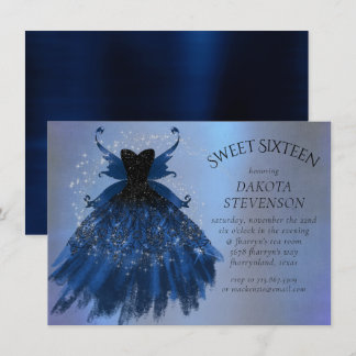 Gothic Fairy Navy Gown | Deep Cobalt Blue Sheen Einladung
