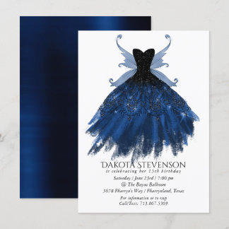 Gothic Fairy Navy Gown | Deep Cobalt Blue Sheen Einladung