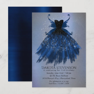 Gothic Fairy Navy Gown | Deep Cobalt Blue Sheen Einladung