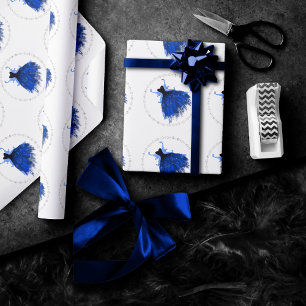 Gothic Fairy Navy Gown Deep Cobalt Blue Sheen Geschenkpapier