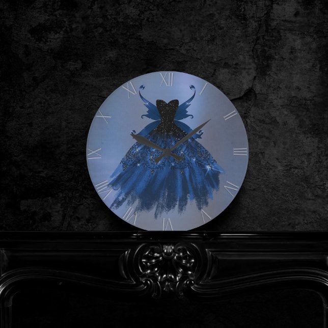 Gothic Fairy Navy Gown | Deep Cobalt Blue Sheen Runde Wanduhr (Von Creator hochgeladen)